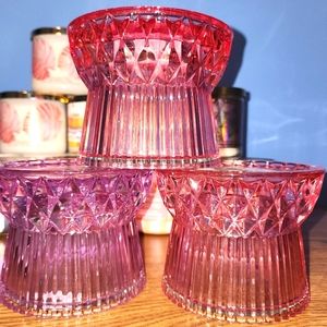 BBW Fauceted Glass 3 Wick Candle Holders